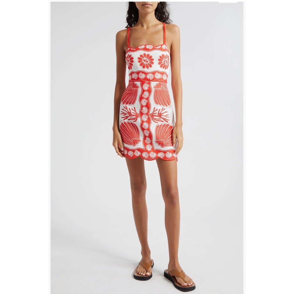 FARM RIO Ainika Shell Print Linen Minidress SZ M NWT $190